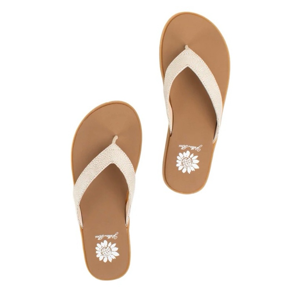 Yellow Box Tan  and Ivory Sandals with Minimalist Design- FRANZIE 8.5 NEW